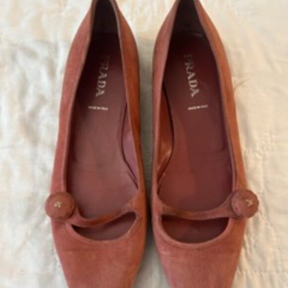 Prada Suede Mary Jane Pumps Size 37.5 - Picture 1 of 3